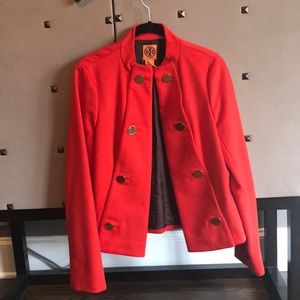 Tory Burch orange wool blazer/jacket gold buttons